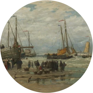 Pinken in de Branding – Hendrik Willem Mesdag – Muurcirkel sticker