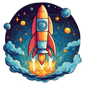 Muursticker raket stijgt op