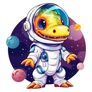Muursticker dinosaurus astronaut
