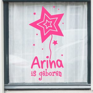 Geboortesticker meisje – naam met sterren