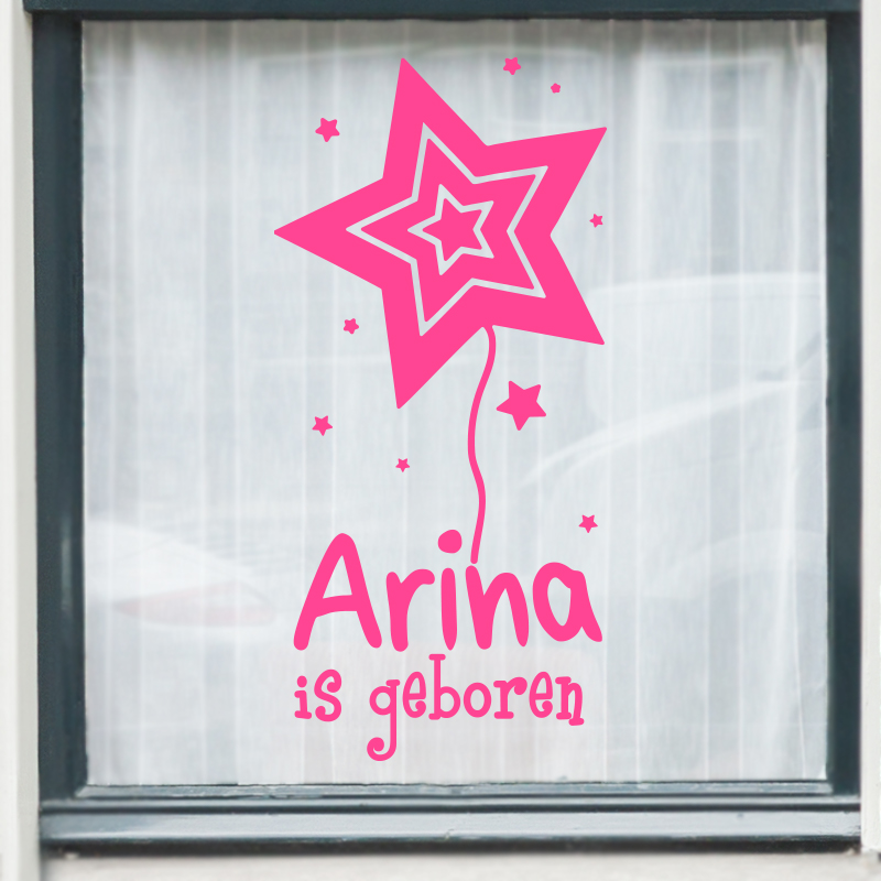 Geboortesticker meisje – naam met sterren