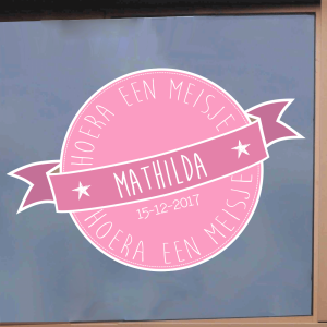 Geboortesticker meisje voor raam of muur