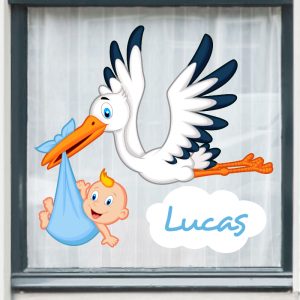 Geboortesticker jongen met ooievaar