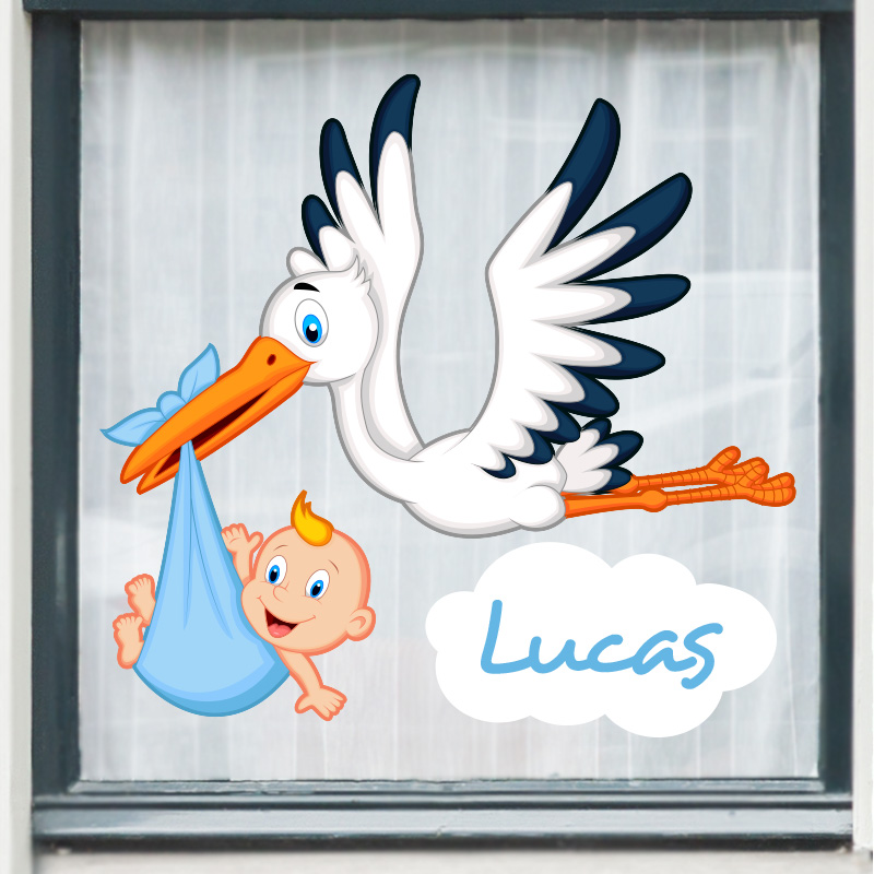 Geboortesticker jongen met ooievaar