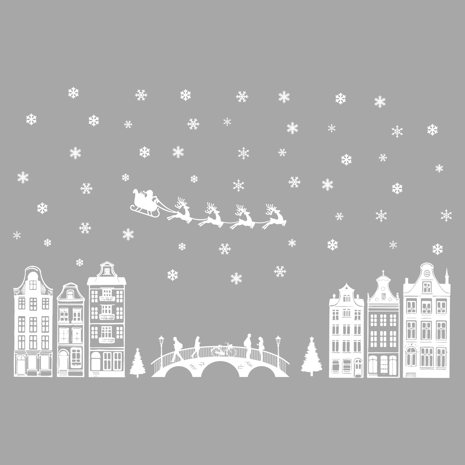 Raamstickers KERST wit groot 120cm bij 80cm – Herbruikbare statische raamdecoratie