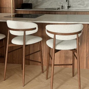 Taburete de bar nórdico acero nogal Olimpo 65cm