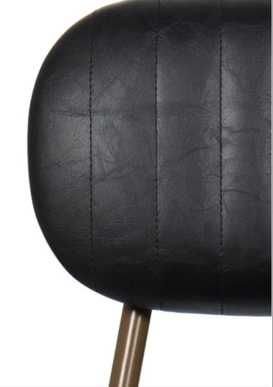 Taburete de bar vintage acero dorado y semi piel negro Jerald H65 - Afbeelding 7