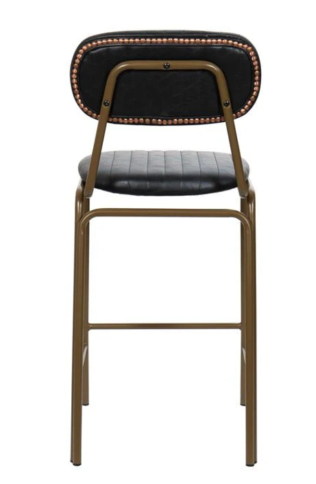 Taburete de bar vintage acero dorado y semi piel negro Jerald H65 - Afbeelding 6