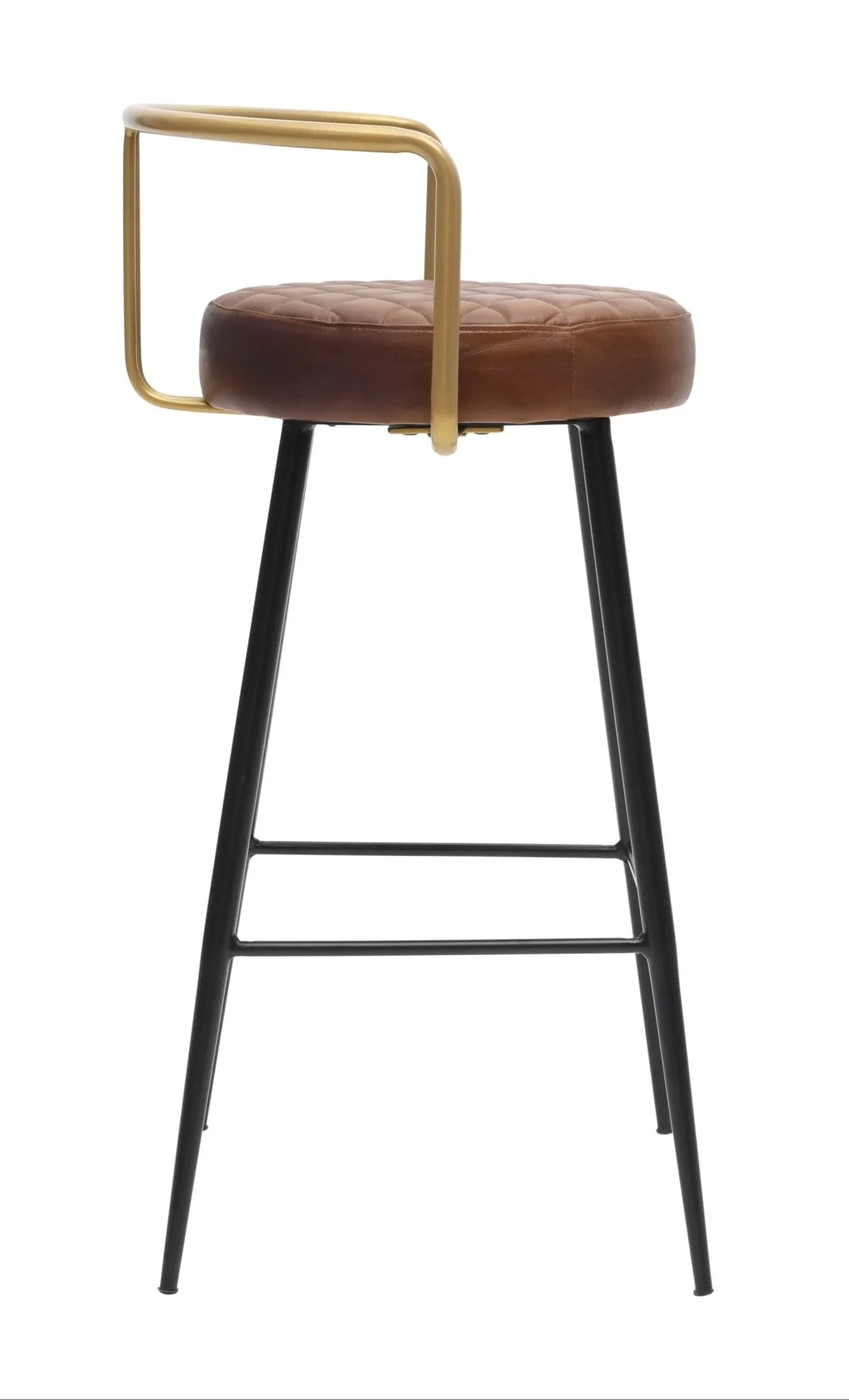 Taburete vintage cuero con respaldo dorado Rumbo - Afbeelding 5