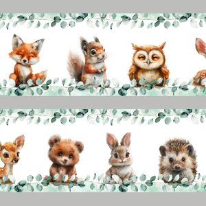 Behangrand kinderkamer bosdieren – Zelfklevende babykamer muursticker
